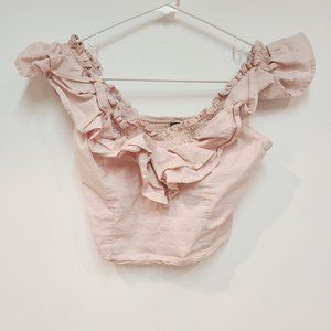 Wild Fable Pink Ruffle Crop Top
